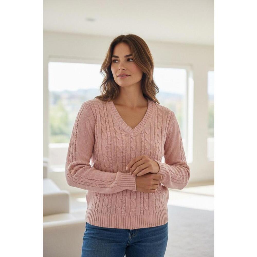 Sweater - Perfectly Pink, Vintage Pullover Cable Knit